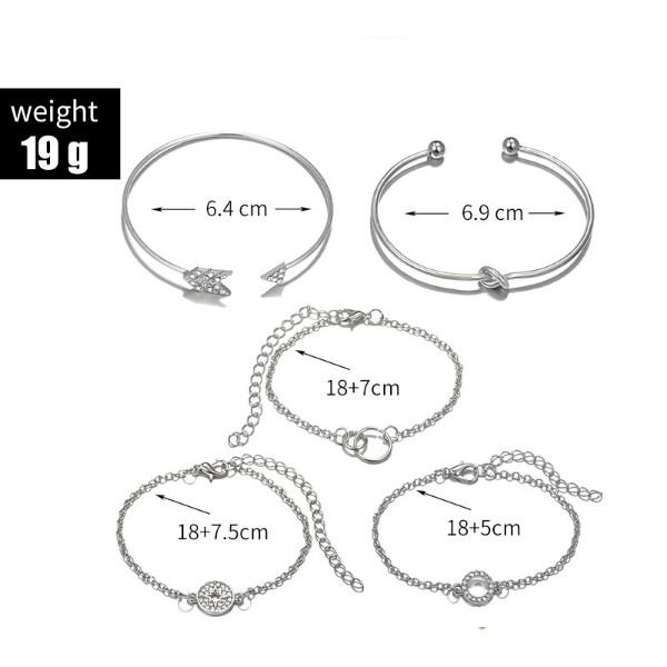 5 Piece Pav'e Loveknot Elements Pav'e Bracelet Silver Set ITALY Design