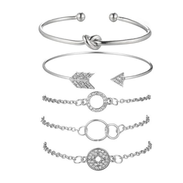 5 Piece Pav'e Loveknot Elements Pav'e Bracelet Silver Set ITALY Design