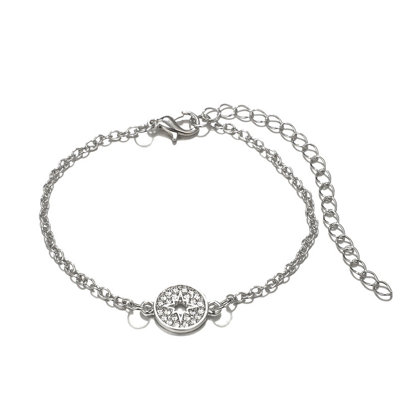 14K White Gold Tone Love Knot Circular Minimalist Bracelet Sets
