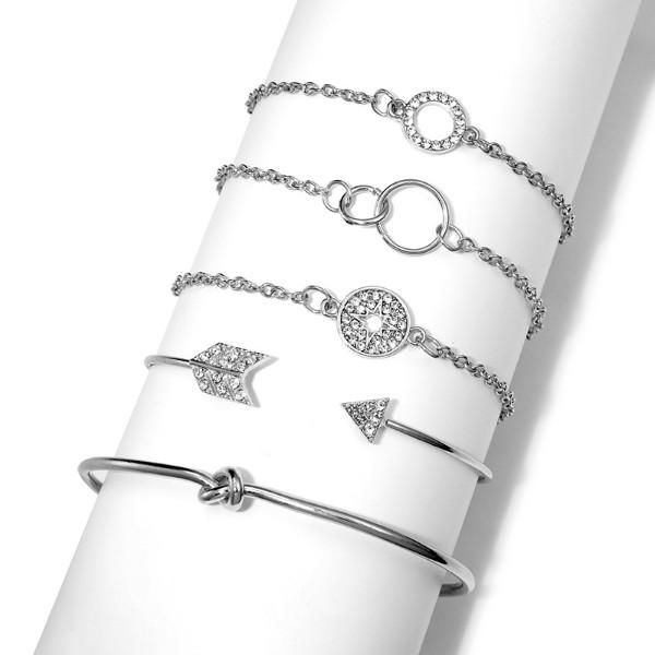5 Piece Pav'e Loveknot Elements Pav'e Bracelet Silver Set ITALY Design