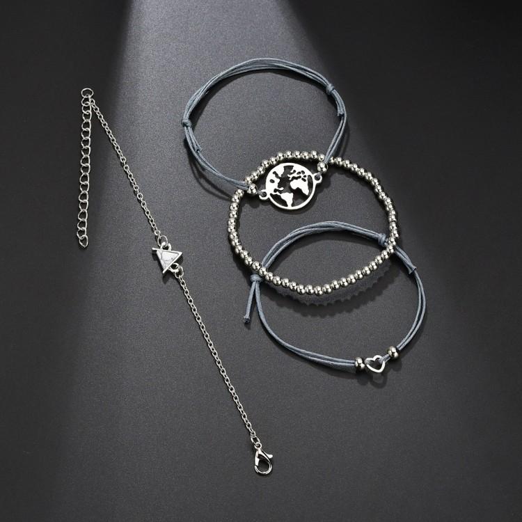 White Marble Pyramid Filigree World 4 Piece Bracelet Set ITALY Design
