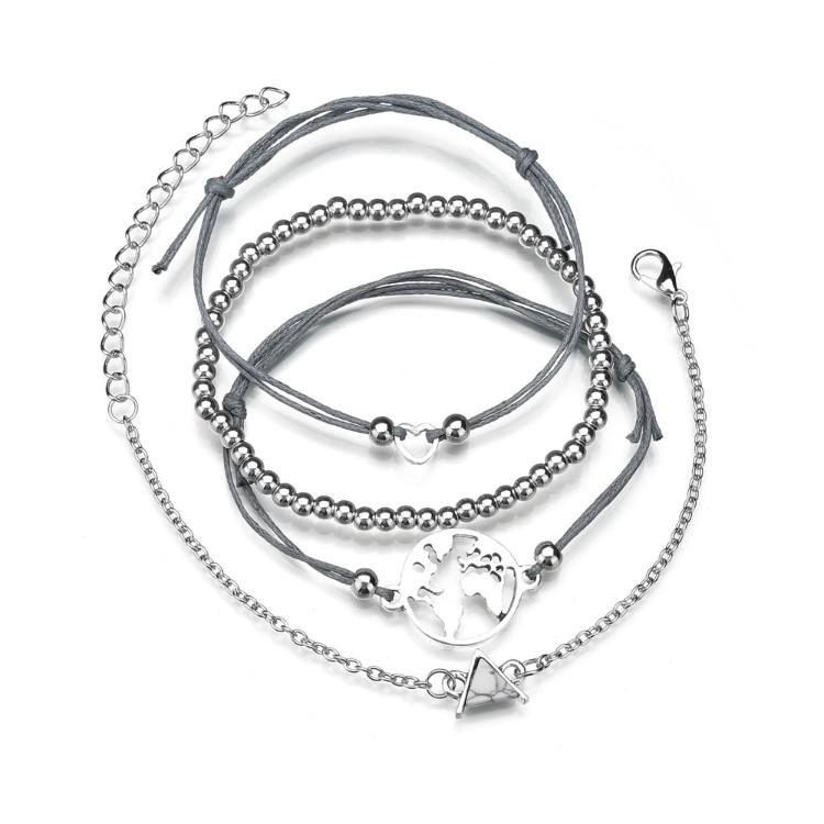 White Marble Pyramid Filigree World 4 Piece Bracelet Set ITALY Design