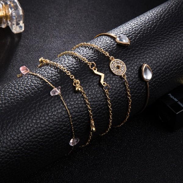 5 Piece Pink Crystal Celestial Bracelet Set ITALY Design