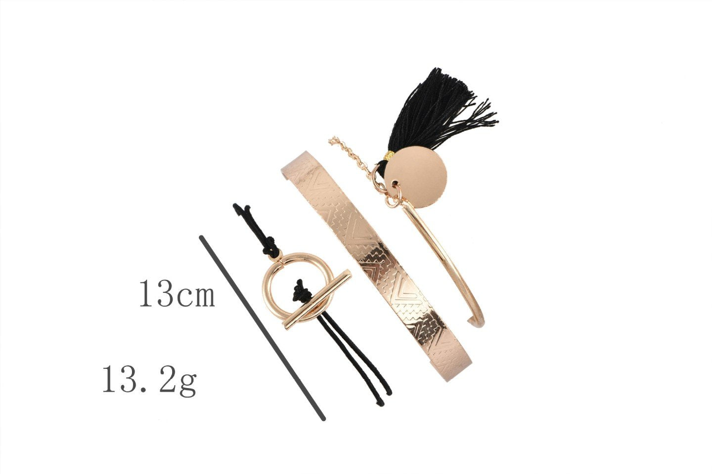 Egyptian Design Gold Ingrain Black Tassel 3 Piece Set ITALY Design