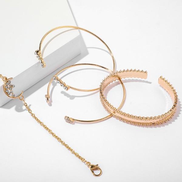 White Crystal Celestial 4 PC Bangle Set in Goldtone ITALY Design
