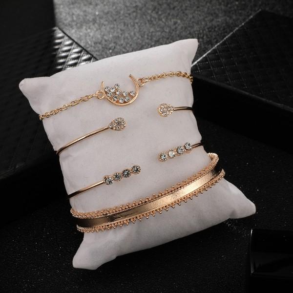 White Crystal Celestial 4 PC Bangle Set in Goldtone ITALY Design