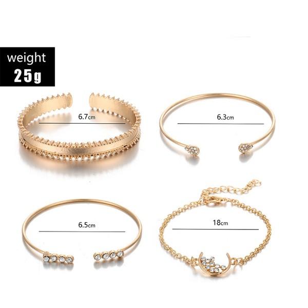 White Crystal Celestial 4 PC Bangle Set in Goldtone ITALY Design