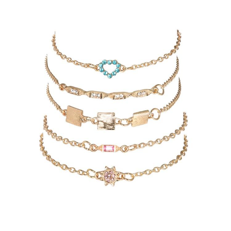 5 Piece Cute & Kitschy Pav'e Minimalist Bracelet Set ITALY Design