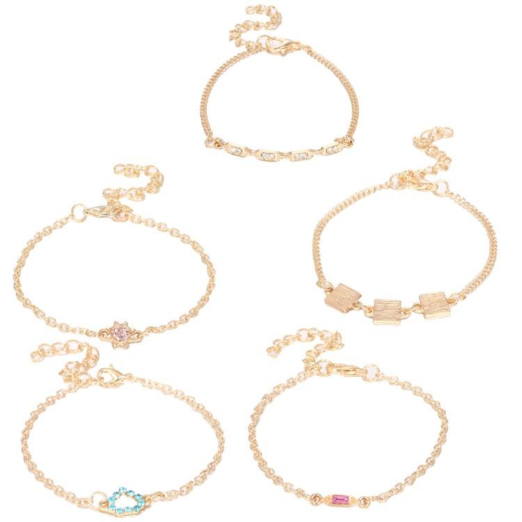 5 Piece Cute & Kitschy Pav'e Minimalist Bracelet Set ITALY Design