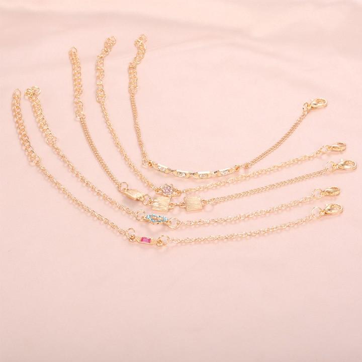 5 Piece Cute & Kitschy Pav'e Minimalist Bracelet Set ITALY Design