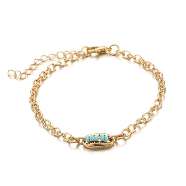 Turquoise Sea-Shell 3 Piece Bracelet Set in Goldtone