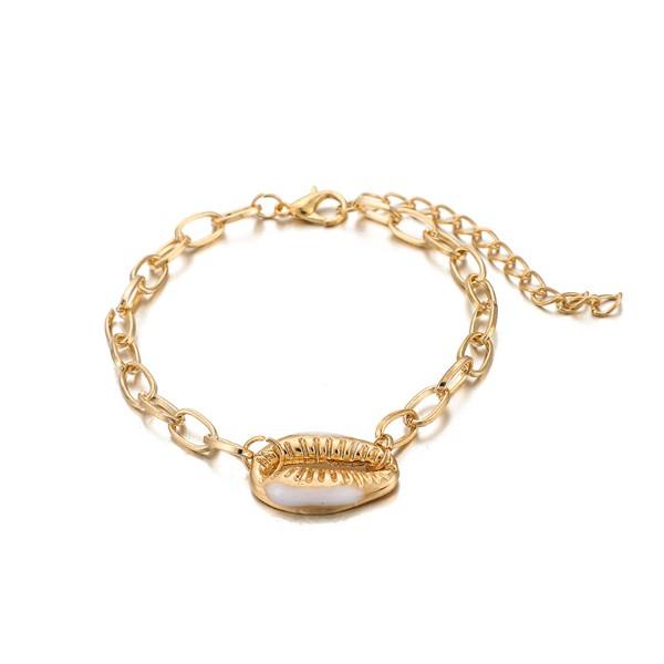 Turquoise Sea-Shell 3 Piece Bracelet Set in Goldtone