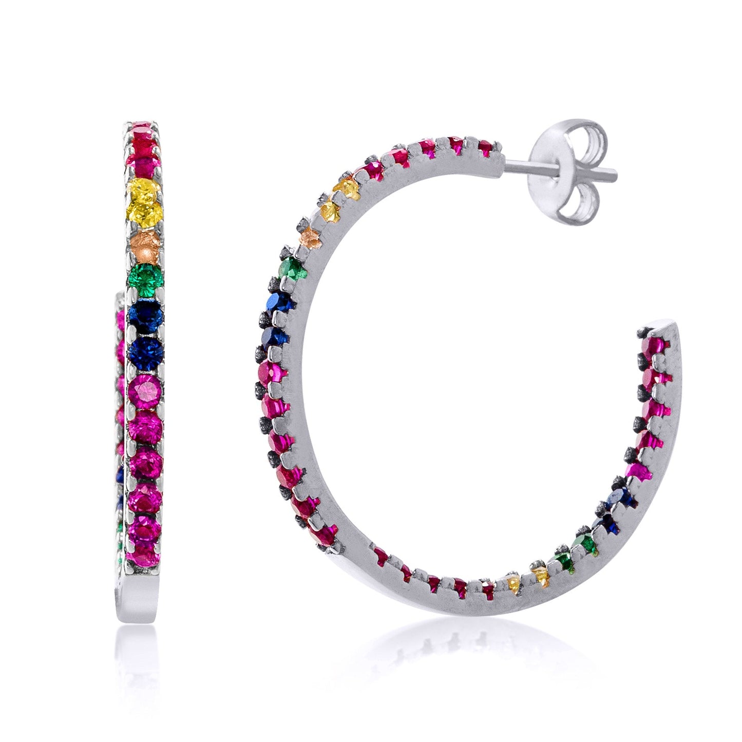 Candy Lover Rainbow Pave Swarovski Hoop Earring (3 Colors available), Earring, Riakoob Jewelry, Riakoob Jewelry jewelryjewelry deals, swarovski crystal jewelry, groupon jewelry,, jewelry for mom,