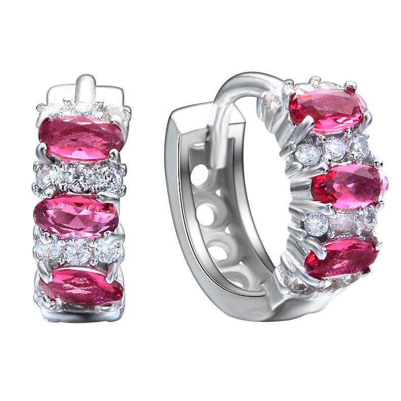 Created Gemstone Multi Gem Earrings in Silvertone (Multiple Options)
