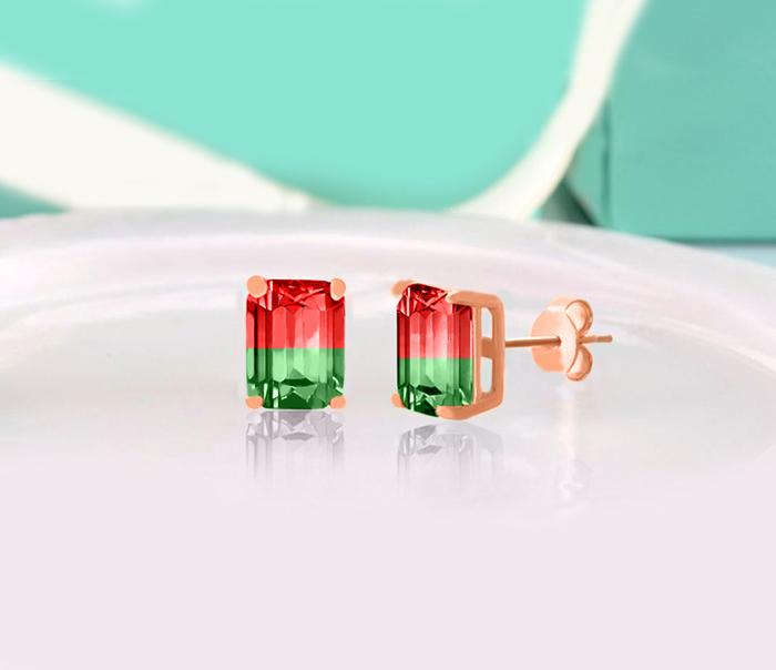 5.00 Ctw Emerald Cut Ruby/Emerald Stud Earringsin Rosegoldtone, Earring, Riakoob Jewelry, Riakoob Jewelry jewelryjewelry deals, swarovski crystal jewelry, groupon jewelry,, jewelry for mom,