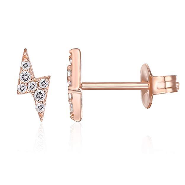 Mini Lighting Bolt Elements Studs in 14K Rose Gold