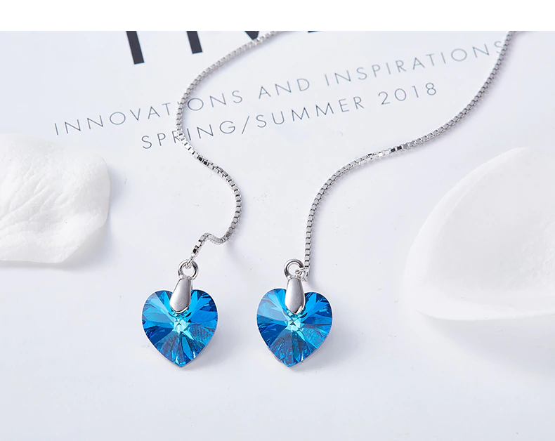 Heart Threader Drop Silvertone ITALY Design