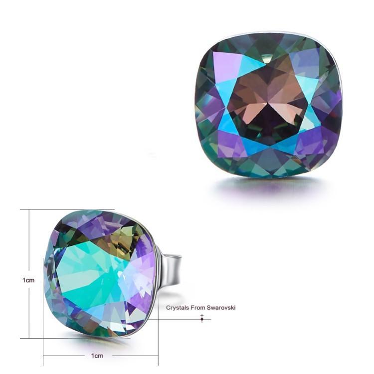 The Northern Lights Aurora B Changing Colors Stud Silvertone ITALY Design