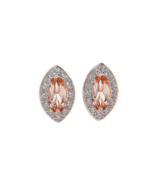 1.00 CT Morganite Marquise Cut Stud Earring in Rosegoldtone ITALY Design
