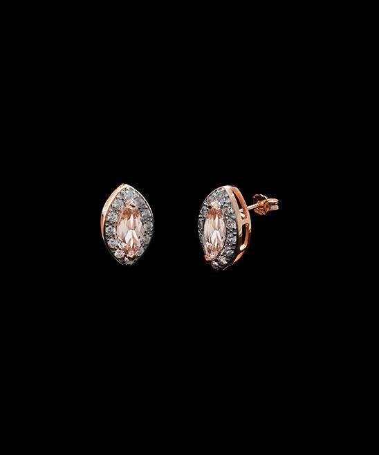 1.00 CT Morganite Marquise Cut Stud Earring in Rosegoldtone ITALY Design