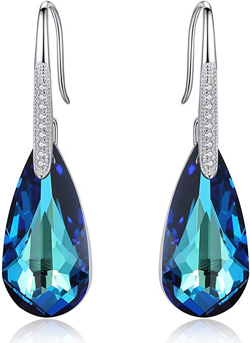 Elements Bermuda Blue Drop Earring in 14K White Gold Tone