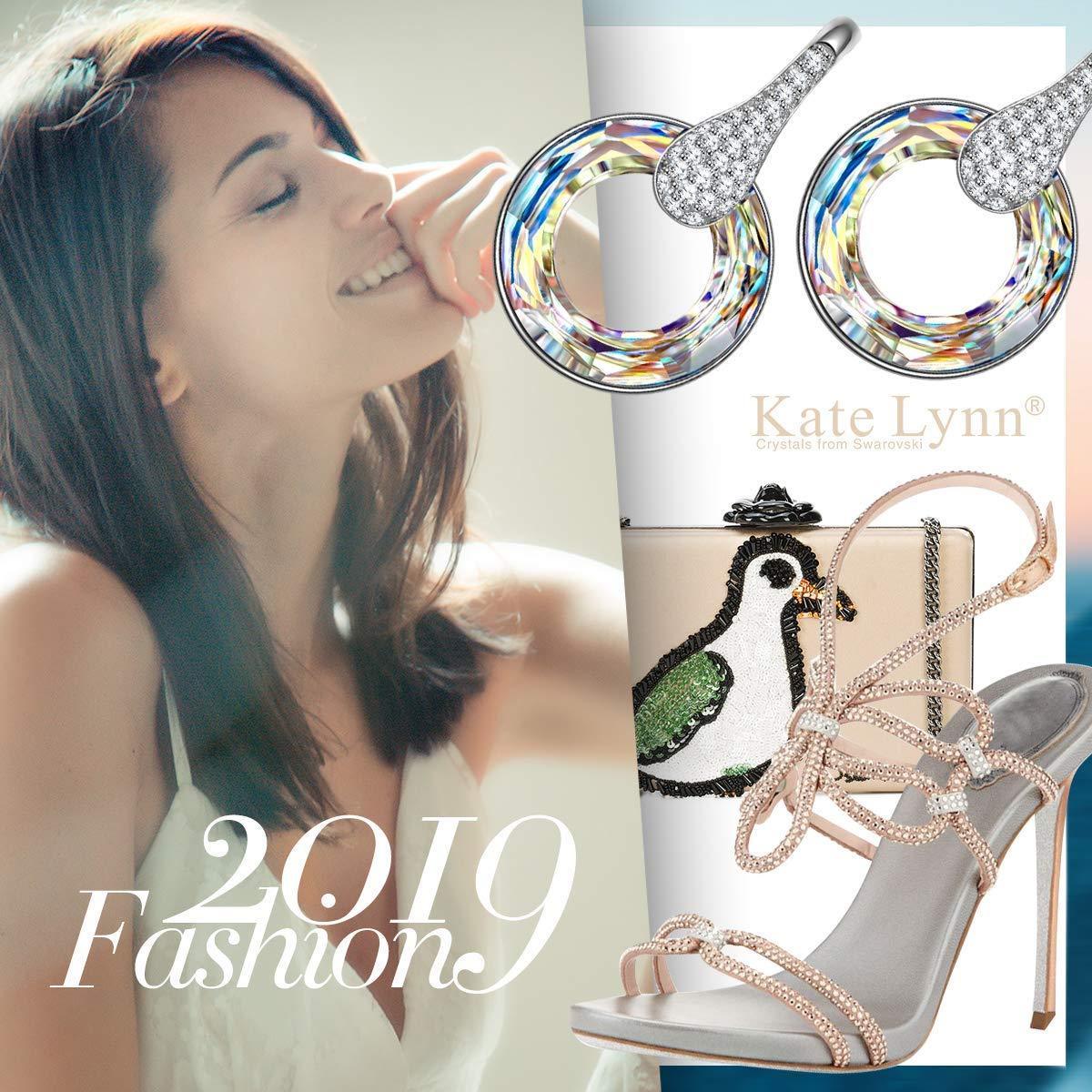 Серьги-подвески Aurora Borilles с круглым камнем Pave, дизайн Италия