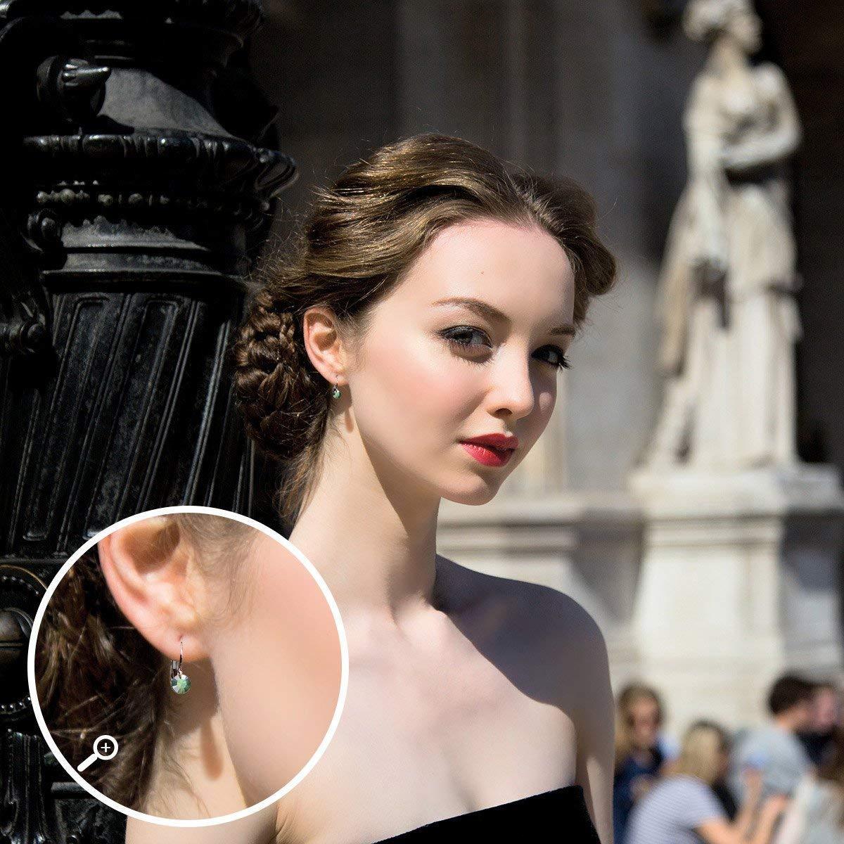 Round Baby 0.3" Crystals Leverback Earring ITALY Design