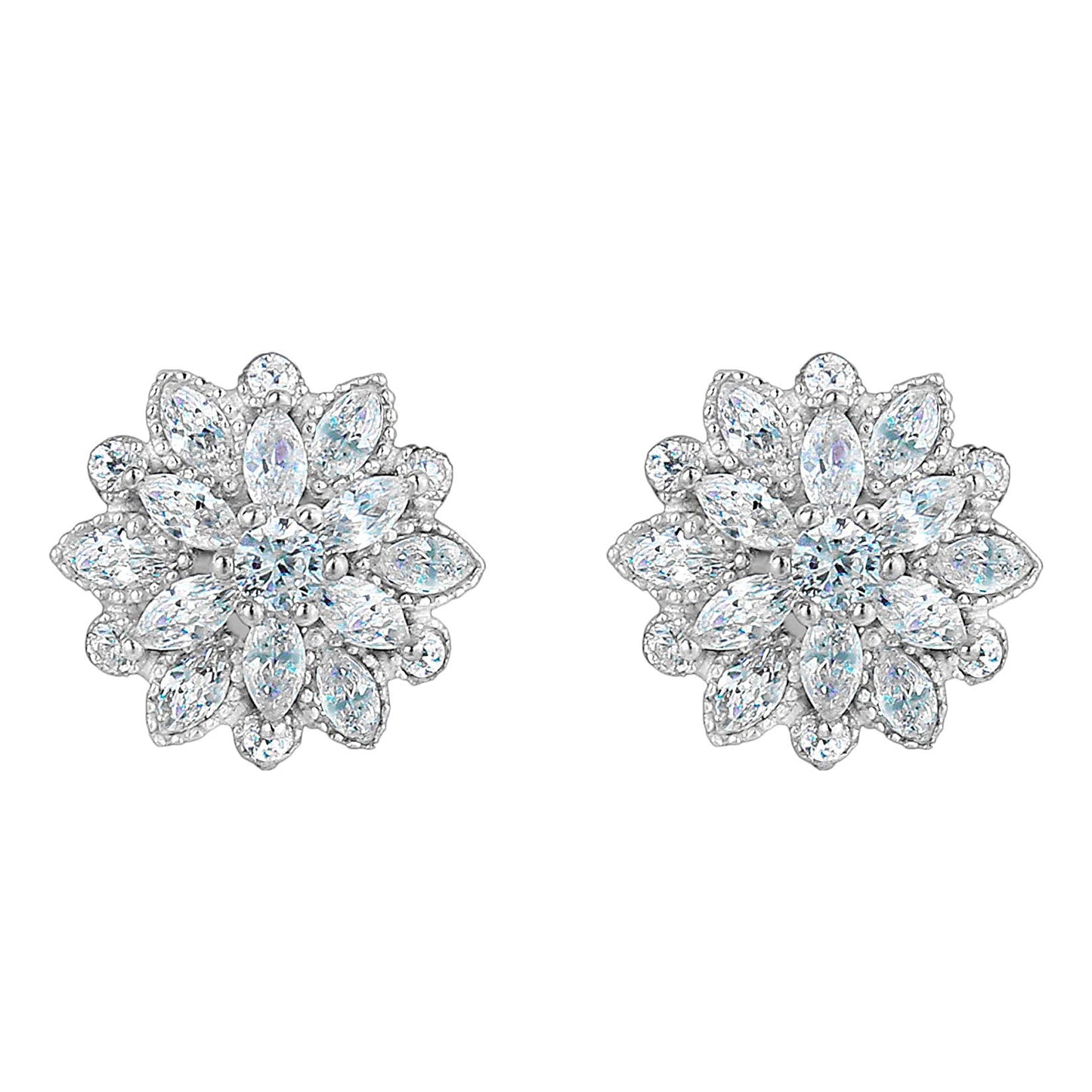 White Crystal Flower Earrings