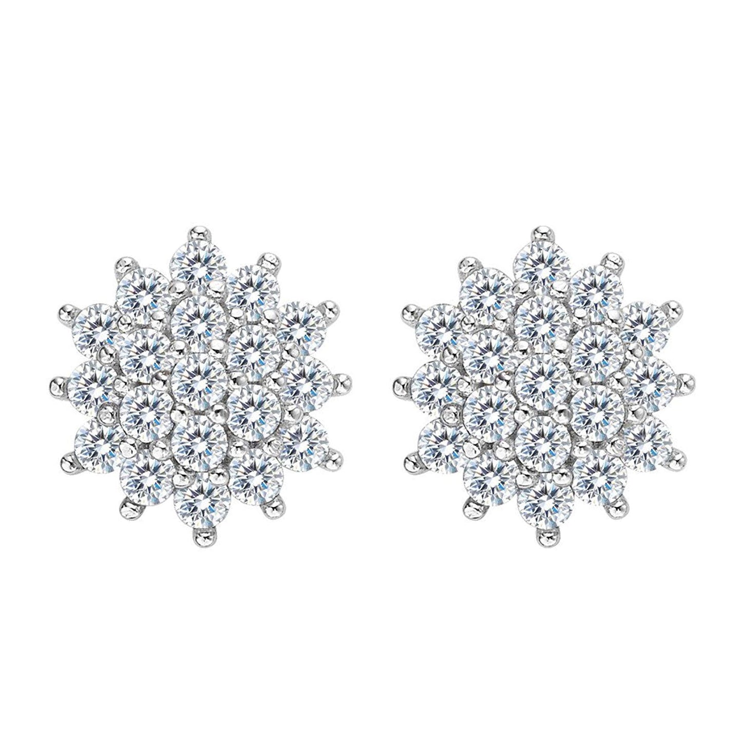 Winter Wonderland Snowflake Stud Earrings in Rhodium Tone