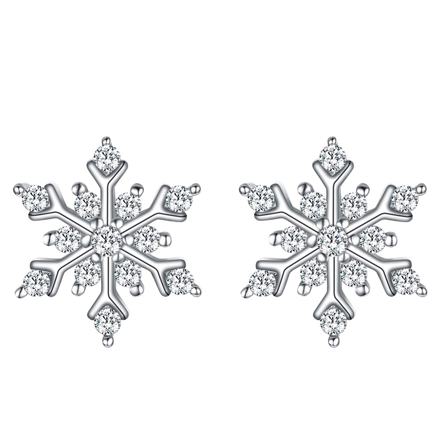 Classic Silver Elements Snowflake Stud Earrings in 14K White Gold Tone