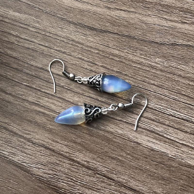 Opal Drop Earring in Silvertone ITALY Design