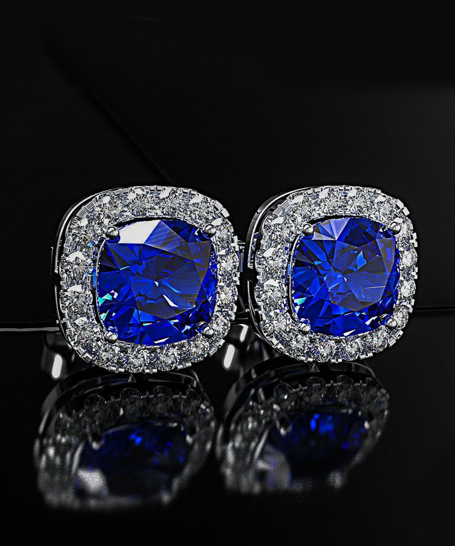 5 Piece Assorted Earring Set made With Crystals with Luxe Box - Sapphire ITALY Design