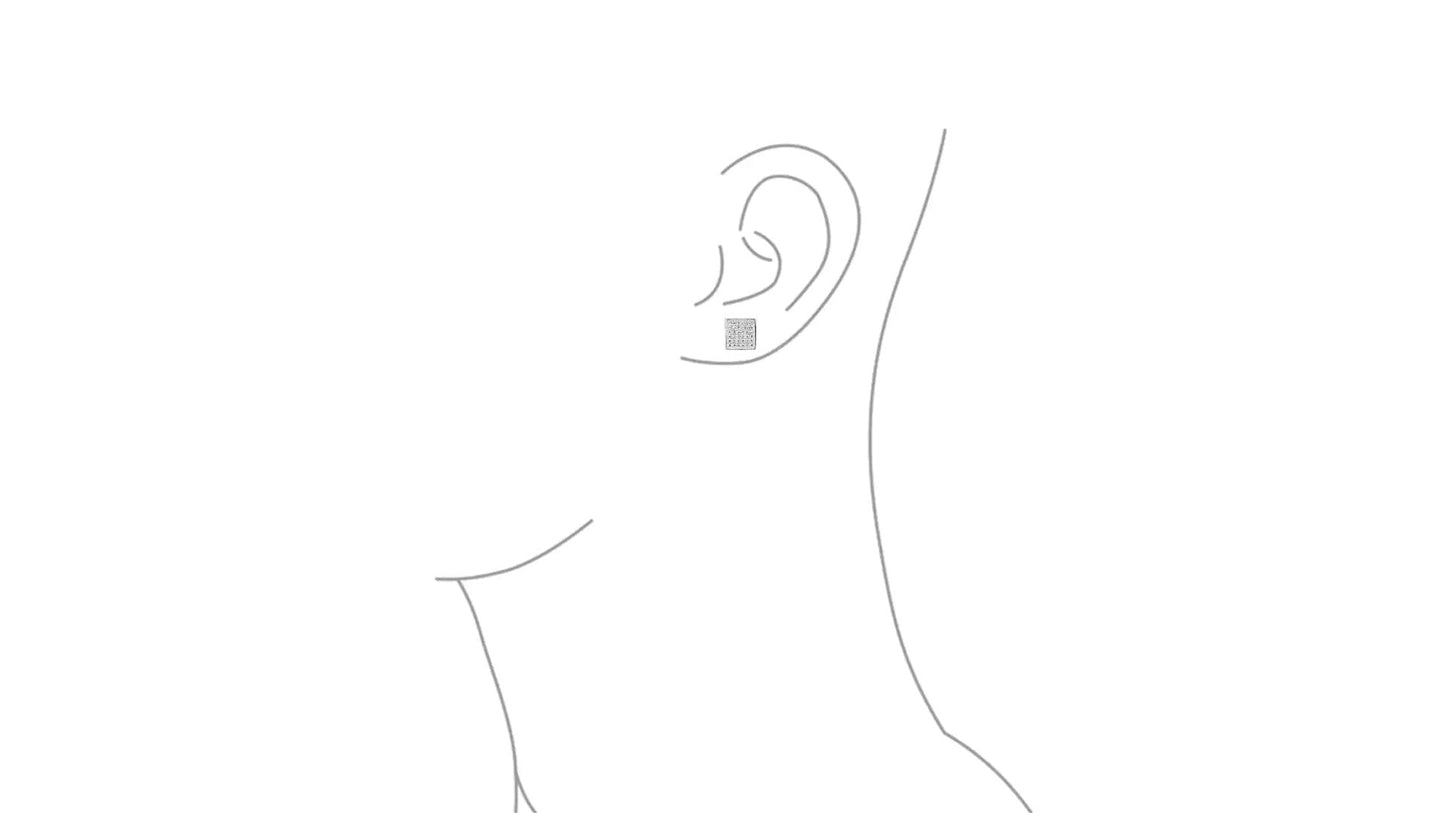 Elements Micro-Pav'e Square Shaped Stud Earrings in Silvertone