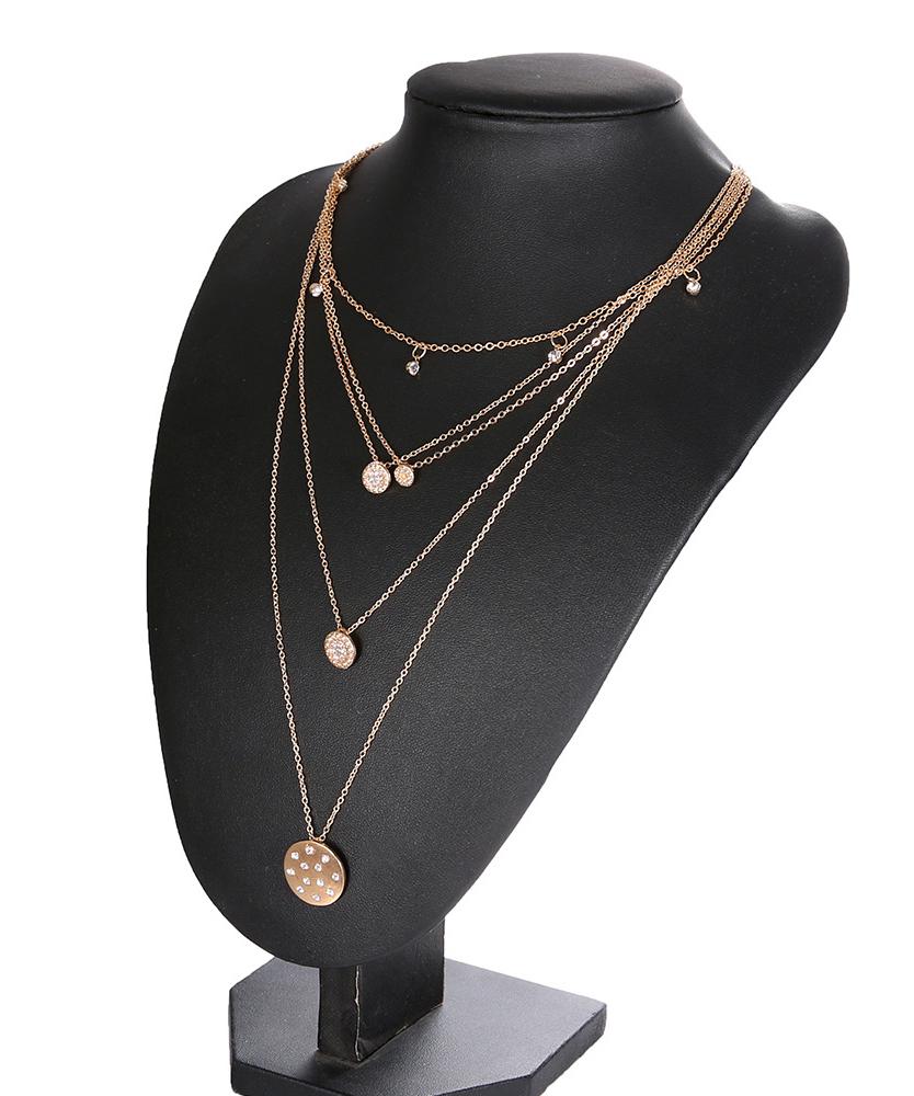 5 Piece Disc Drop Necklace in Goldtone ITALY Design