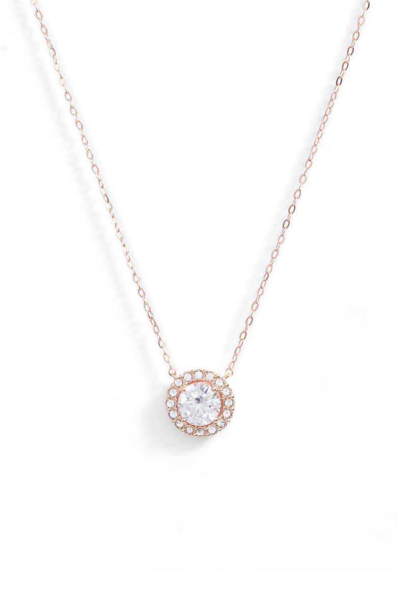 1.00 CT Swarovski Crystal Halo Disc Necklace 18" - Rosegoldtone, Necklace, Riakoob Jewelry, Riakoob Jewelry jewelryjewelry deals, swarovski crystal jewelry, groupon jewelry,, jewelry for mom,