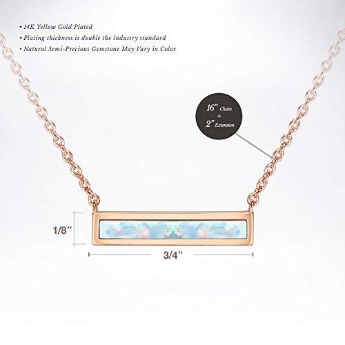 Opal Created Bar Necklace 18" - Rosegoldtone