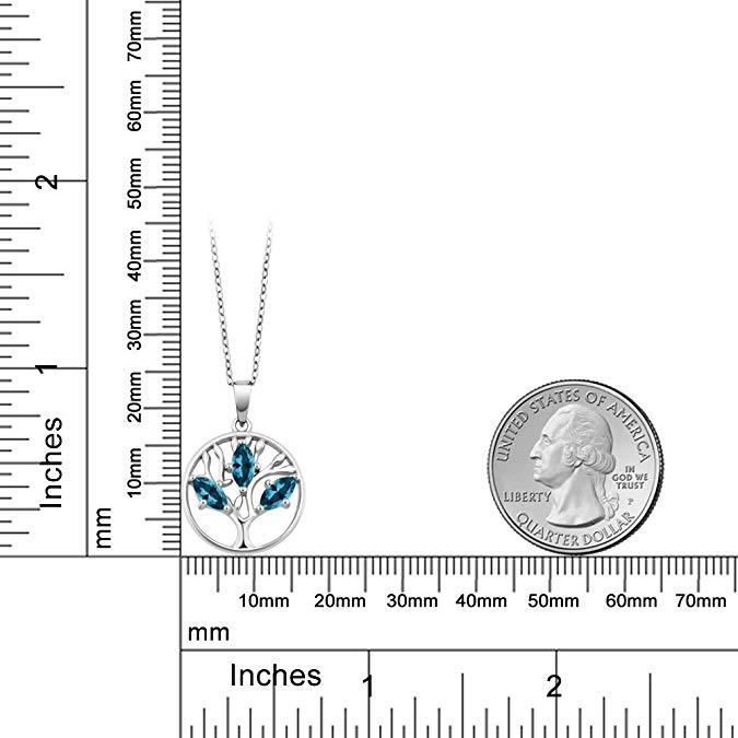 Motherly Blue Topaz Tree Of Life Necklace in Silvertone