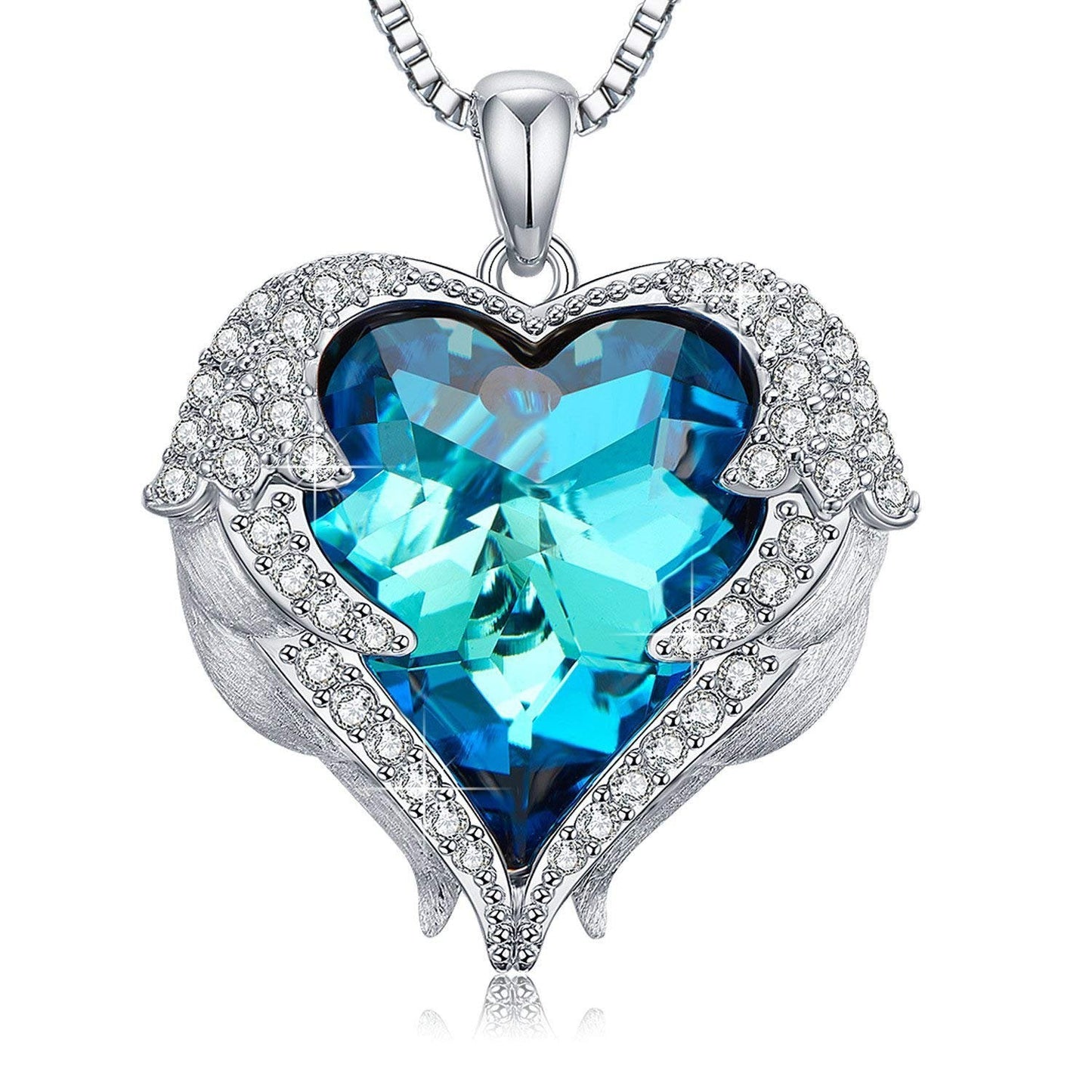 Wings of an Angel Heart Blue Topaz Necklace and Earring Set ITALY Design