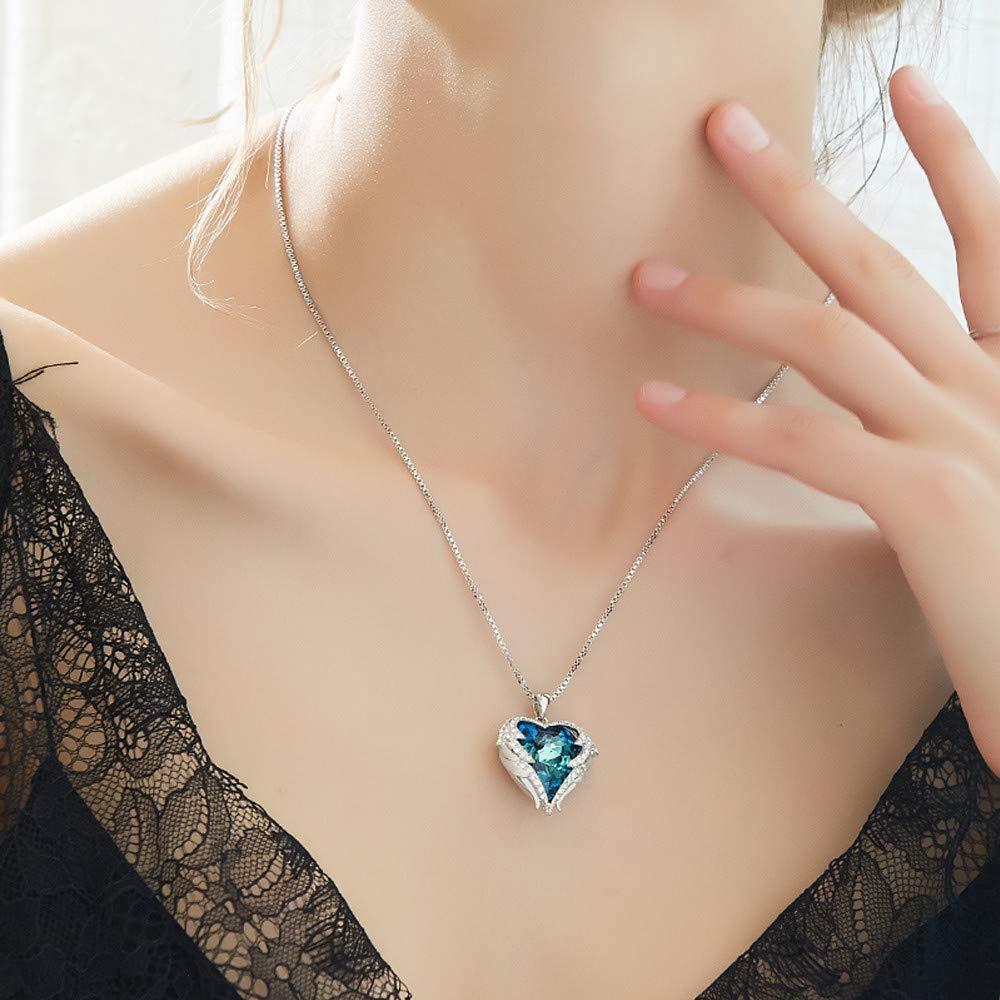 Wings of an Angel Heart Blue Topaz Necklace and Earring Set ITALY Design