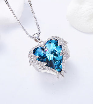 3.00 Cttw Rainbow Aurora Borealis Gemstone Heart Necklace in Silvertone (8+ Options)