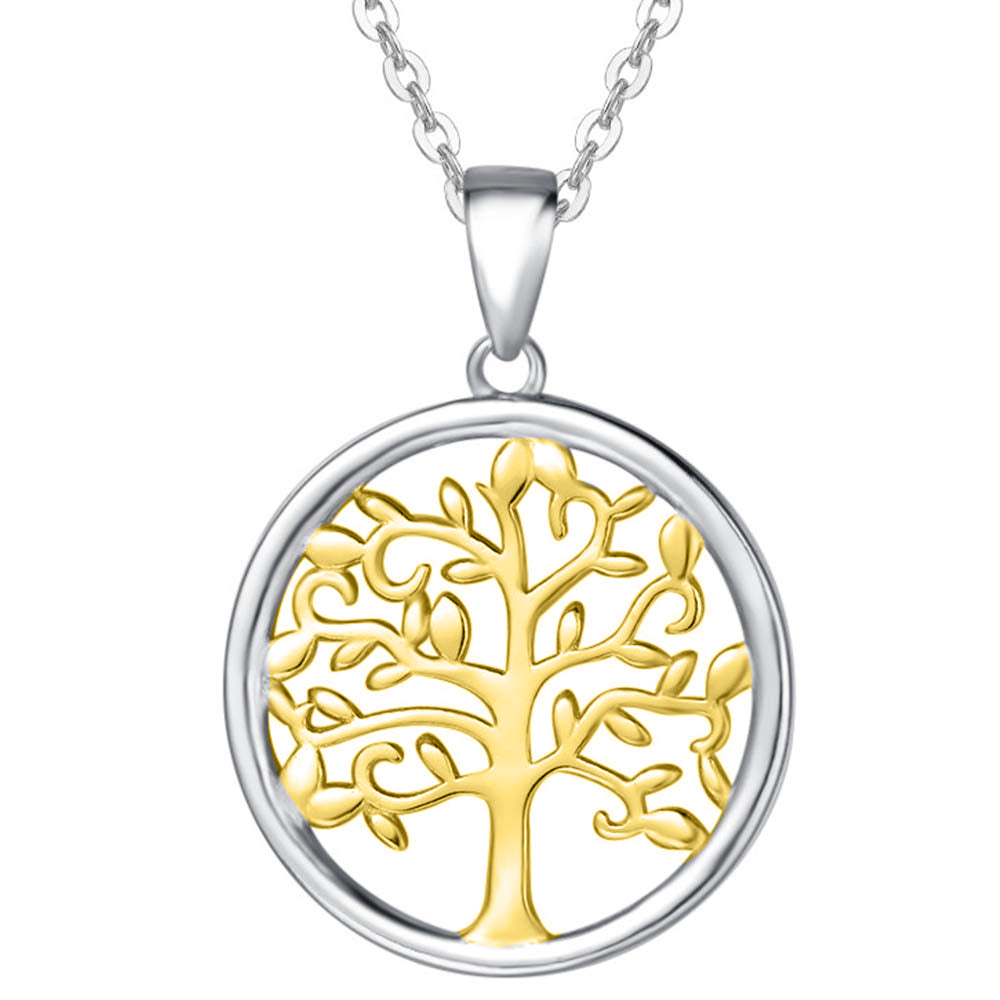Tree of Life Multi-Tone Pendant Necklace in Goldtone Tone