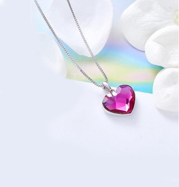 Pink Elements Heart Shaped Necklace in 14K White Gold