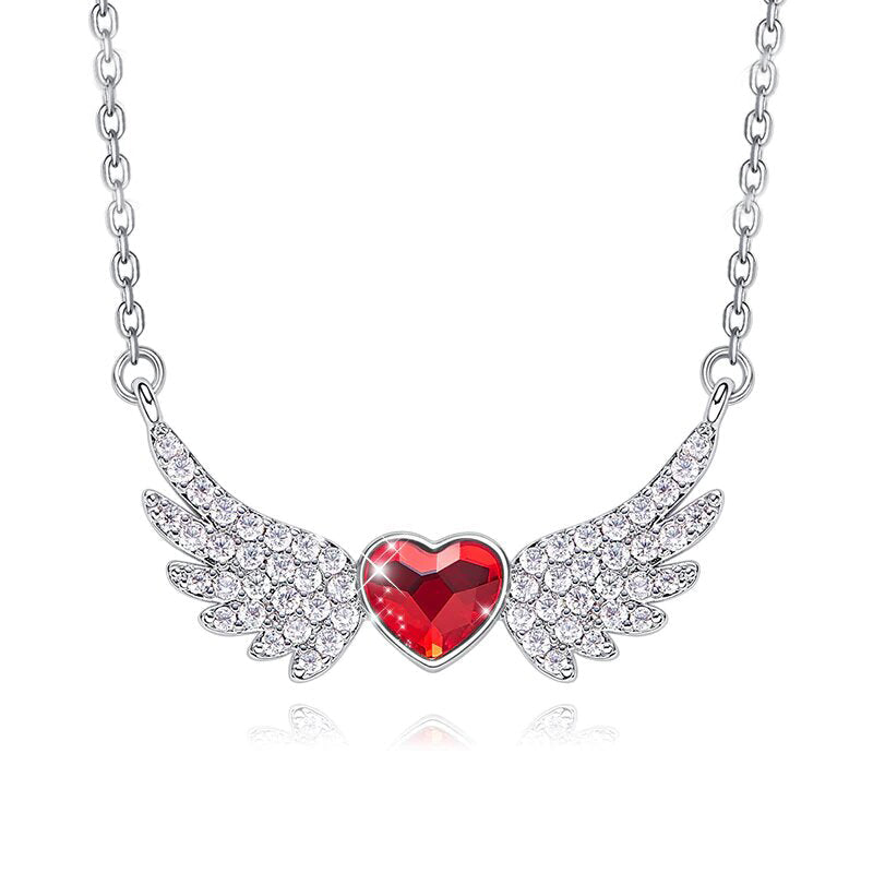 Red Elements Angel in My Heart Forever Necklace in 14K White Gold Tone