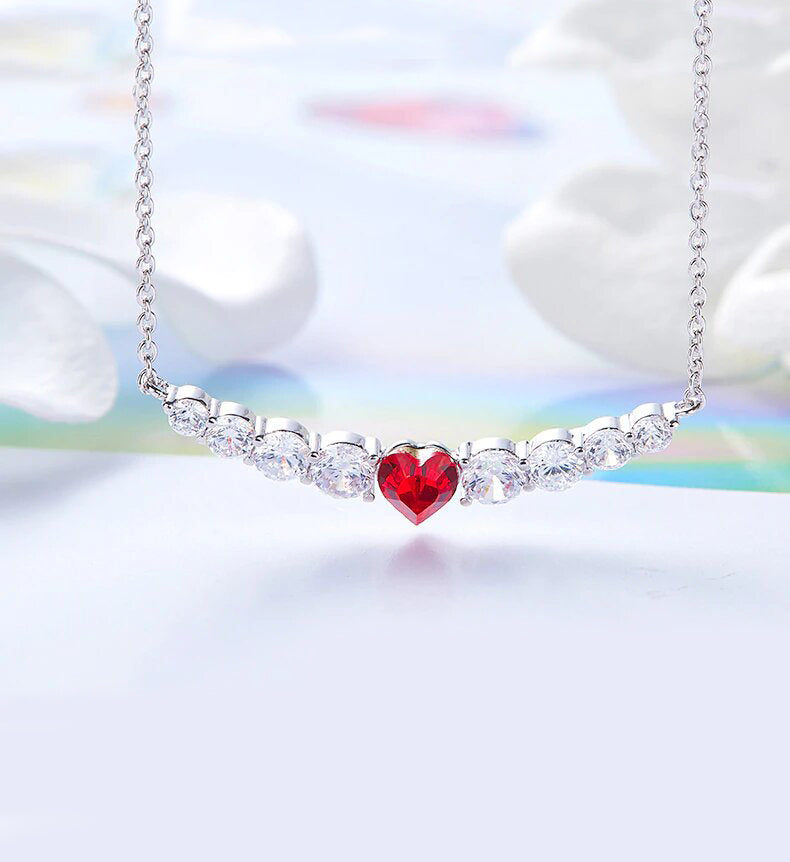 3.00 Cttw Rainbow Aurora Borealis Gemstone Heart Necklace in Silvertone (8+ Options)
