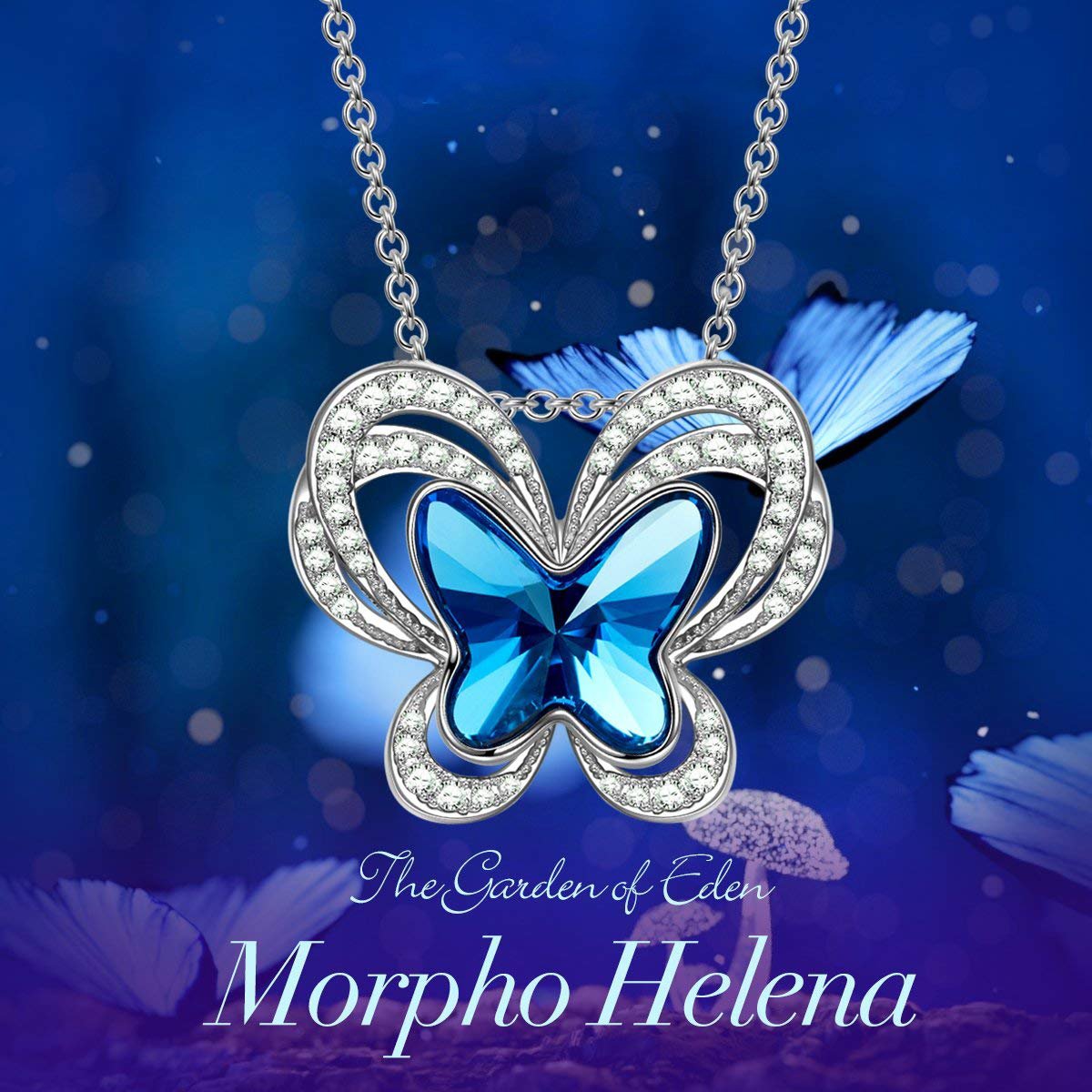 Blue Topaz Butterfly Necklace ITALY Design
