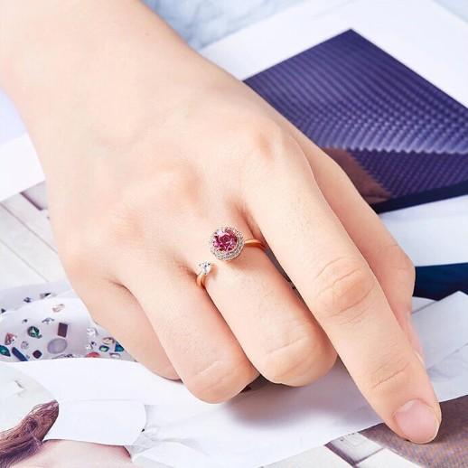 Twisted Pink Luxe Elements Circular Halo Adjustable Ring ITALY Design