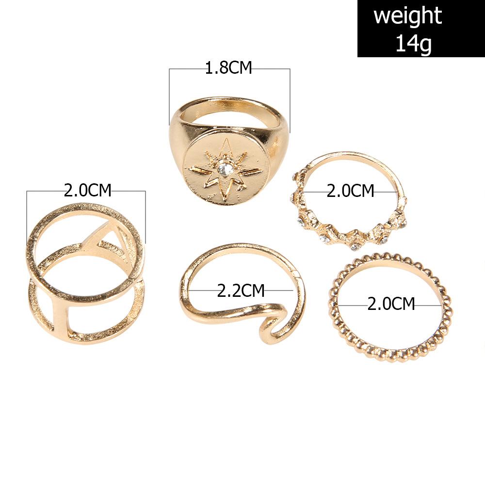 White Elements Tropical Wave 5 Piece Ring Set in Goldtone Tone