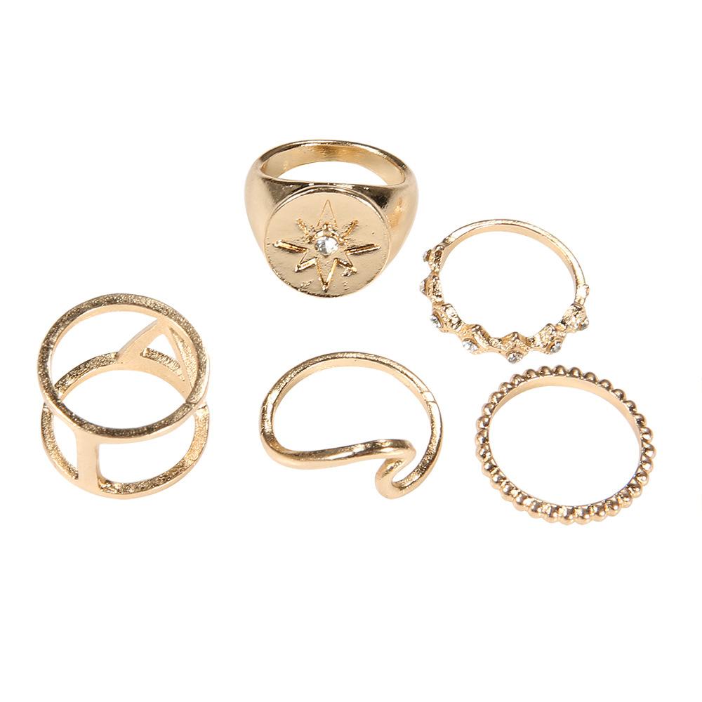 White Elements Tropical Wave 5 Piece Ring Set in Goldtone Tone