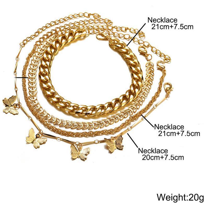 4 Piece Chain and Butterfly Bracelet Set Goldtone Bracelet ITALY Design