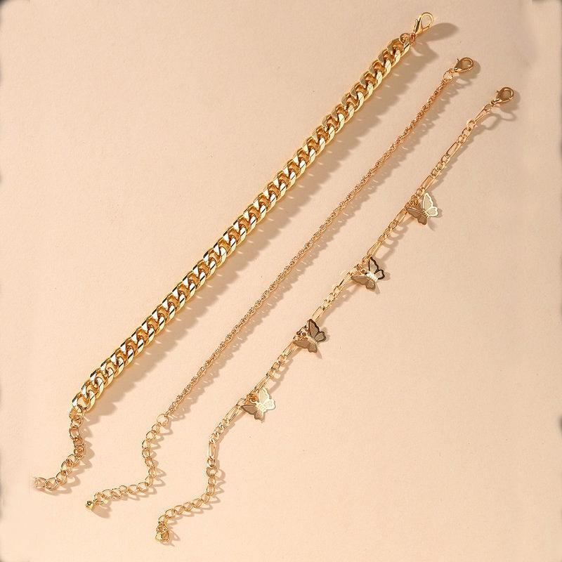 3 Piece Chain and Butterfly Bracelet Set Goldtone Bracelet ITALY Design